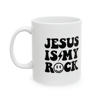Jesus is My Rock Ceramic Mug - Inspirational Christian Coffee Cup, 11oz