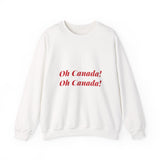 Faith Culture – O Canada Maple Circle Crewneck Sweatshirt – White & Black | Classic Monochrome Anthem Pullover White