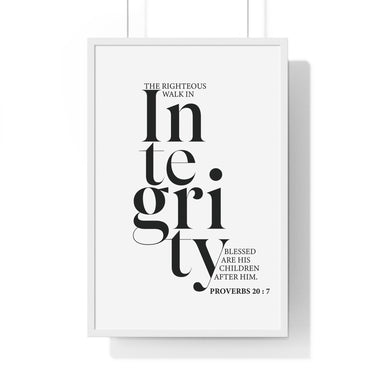 Faith Culture - Proverbs 20:7 Christian Scripture Wall Art Walk in Integrity 20" x 30" White