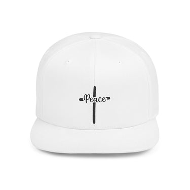 Faith Culture - Peace Cross - Christian Snapback Hat, Flat Bill Cap for Men and Women One size White