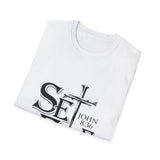 Faith Culture – Set Free John 8:36 Unisex T-Shirt – White | Bold Christian Tee with Cross Design