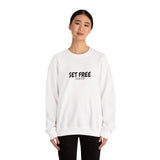 Faith Culture β Set Free John 8:36 Unisex Crewneck Sweatshirt β White | Christian Freedom Sweatshirt for Bold Faith