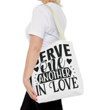 Faith Culture - Serve One Another in Love Christian Tote Bag - Galatians 5:13 Bible Verse