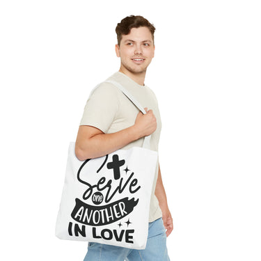 Faith Culture - Serve One Another in Love Christian Tote Bag - Galatians 5:13 Bible Verse