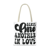 Faith Culture - Serve One Another in Love Christian Tote Bag - Inspirational Bible Verse Galatians 5:13