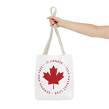 Faith Culture β O Canada Anthem Circle Tote Bag | Patriotic Maple Leaf Everyday Carryall 13" Γ 13'' Beige