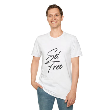 Faith Culture – Set Free Unisex T-Shirt – White | Christian Freedom Tee Inspired by John 8:36