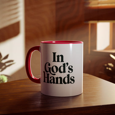 Faith Culture - In God’s Hands - Christian Accent Coffee Mug, 11oz Red 11oz