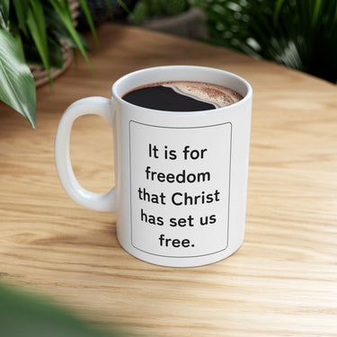 Faith Culture β Set Us Free Galatians 5:1 Christian Mug β 11oz & 15oz | Faith-Inspired Morning Motivation