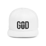 Faith Culture - GOD with Cross - Christian Snapback Hat, Flat Bill Cap for Men and Women One size White