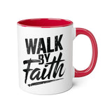 Faith Culture - Walk by Faith - Christian Accent Coffee Mug, 11oz Red 11oz