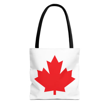 Faith Culture β Classic Red Maple Leaf Tote Bag | Timeless Canadian Icon Carryall 13" Γ 13'' Black