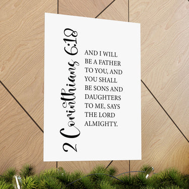 Faith Culture - Sons and Daughters Christian Poster 2 Corinthians 6:18 Scripture Wall Art