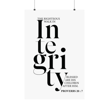 Faith Culture - Walk in Integrity Christian Poster Proverbs 20:7 Scripture Wall Art 24″ x 36″ Matte