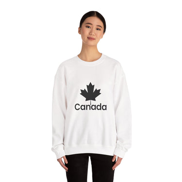Faith Culture β Classic Black Maple Canada Crewneck Sweatshirt β White | Minimalist Canadian Statement Pullover