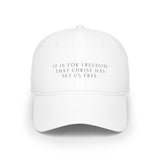 Faith Culture – Christ Has Set Us Free Galatians 5:1 Christian Baseball Cap | Bold Scripture Hat for Everyday Faith White One size