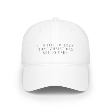 Faith Culture – Christ Has Set Us Free Galatians 5:1 Christian Baseball Cap | Bold Scripture Hat for Everyday Faith White One size