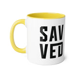 Faith Culture - SAVED - Christian Accent Coffee Mug, 11oz Yellow 11oz