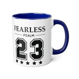 Faith Culture - Fearless Psalm 23 - Christian Accent Coffee Mug, 11oz Blue 11oz