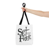 Faith Culture β Set Free John 8:36 Christian Tote Bag | Bold Cross & Scripture