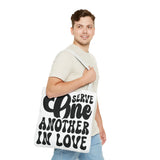 Faith Culture - Serve One Another in Love Christian Tote Bag - Inspirational Bible Verse Galatians 5:13
