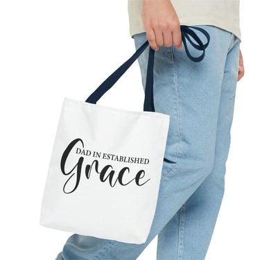 Faith Culture - Dad in Established Grace Christian Tote Bag | Father’s Day Gift 13" × 13'' Navy