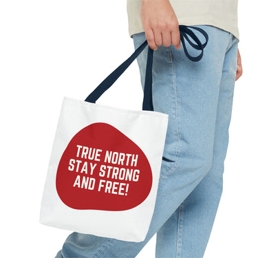 Faith Culture β True North Stay Strong and Free Tote Bag | Bold Anthem-Inspired Canadian Carryall 13" Γ 13'' Navy
