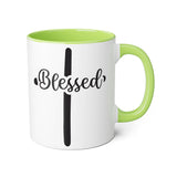 Faith Culture - Blessed at the Cross - Christian Accent Coffee Mug, 11oz Light Green 11oz