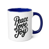 Faith Culture - Peace Love Joy - Christian Coffee Mug, 11oz Blue 11oz