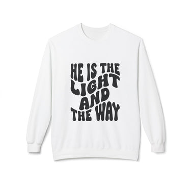 Faith Culture - He Is the Light and the Way Christian Sweatshirt John 8:12 White