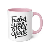 Faith Culture - Fueled by the Holy Spirit - Christian Accent Coffee Mug, 11oz Pink 11oz