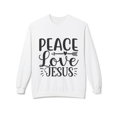 Faith Culture – Peace Love Jesus Christian Crewneck Sweatshirt | Faith-Based Comfort Wear White