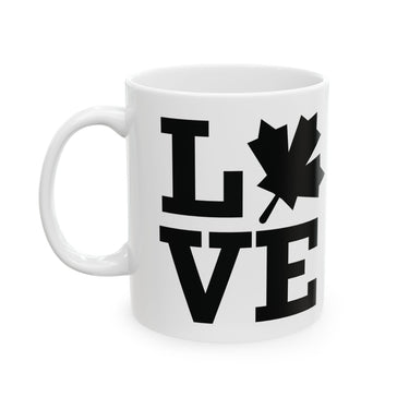 Faith Culture – LOVE Maple Leaf Mug – 11oz & 15oz | Bold Canadian Pride Gift Cup