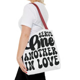 Faith Culture - Serve One Another in Love Christian Tote Bag - Inspirational Bible Verse Galatians 5:13