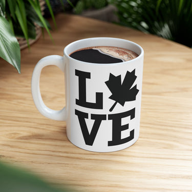 Faith Culture – LOVE Maple Leaf Mug – 11oz & 15oz | Bold Canadian Pride Gift Cup