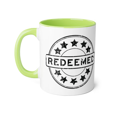 Faith Culture - Redeemed - Christian Accent Coffee Mug, 11oz Light Green 11oz