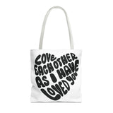 Faith Culture - Serve One Another in Love Christian Tote Bag - Galatians 5:13 Bible Verse 16" × 16'' White