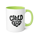 Faith Culture - Child of God - Christian Accent Coffee Mug, 11oz Light Green 11oz