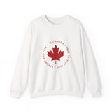 Faith Culture β O Canada Circle Maple Leaf Crewneck Sweatshirt β White with Red Print | Classic Canadian Heritage Pullover