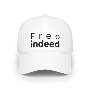 Free Indeed Minimal Christian Baseball Cap | John 8:36 Inspired Faith Hat One size White