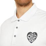 Faith Culture - I Am a Child of God - Christian Unisex Performance Polo by adidasĀ® White