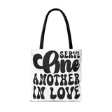 Faith Culture - Serve One Another in Love Christian Tote Bag - Inspirational Bible Verse Galatians 5:13