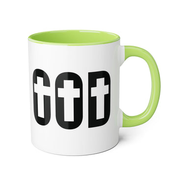 Faith Culture - GOD of the Cross - Christian Accent Coffee Mug, 11oz Light Green 11oz