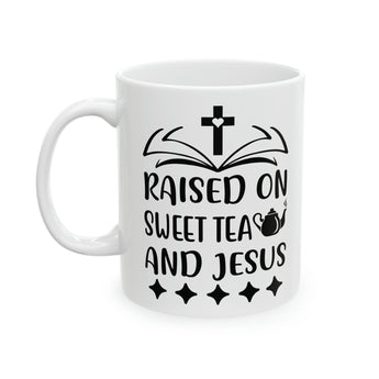 Sweet Tea and Jesus Christian Coffee Mug - Inspirational Ceramic Gift, Bible Study, 11oz