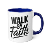 Faith Culture - Walk by Faith - Christian Accent Coffee Mug, 11oz Blue 11oz