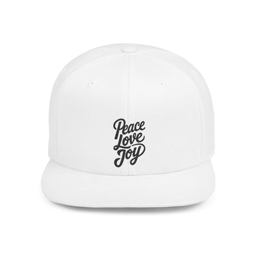 Faith Culture - Peace Love Joy - Christian Snapback Hat, Flat Bill Cap for Men and Women One size White