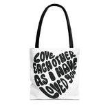 Faith Culture - Serve One Another in Love Christian Tote Bag - Galatians 5:13 Bible Verse 13" × 13'' Black
