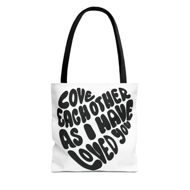 Faith Culture - Serve One Another in Love Christian Tote Bag - Galatians 5:13 Bible Verse 13" × 13'' Black