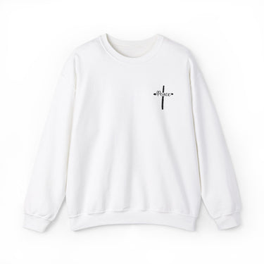 Peace and Cross Christian Unisex Crewneck Sweatshirt White