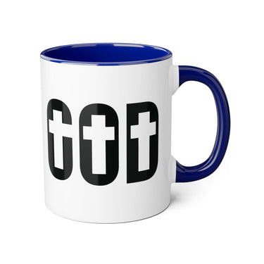 Faith Culture - GOD of the Cross - Christian Accent Coffee Mug, 11oz Blue 11oz